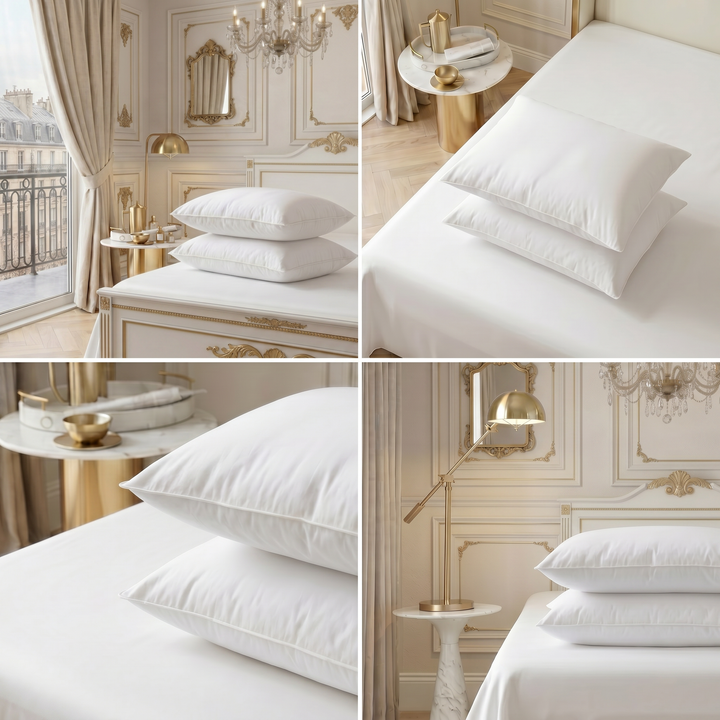 Collage of Hotel Luxus large pillows and their edge seams