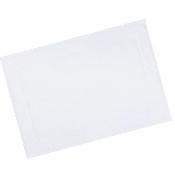 White rectangular Hotel Luxus bath mat viewed from above at an angle