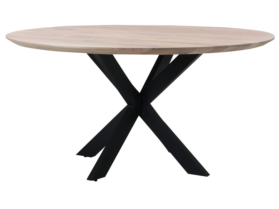 Vaalea pyöreä sohvapöydänkansi mustalla Opus Coffee Table -jalustalla