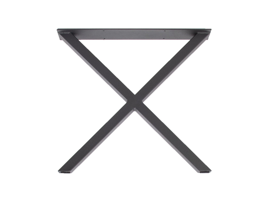Musta X Coffee Table -ristijalka edestä, yläreunan kiinnityslevy näkyvissä