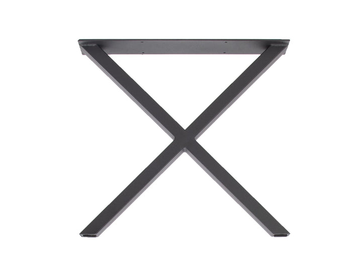 Musta X Coffee Table -ristijalka edestä, yläreunan kiinnityslevy näkyvissä
