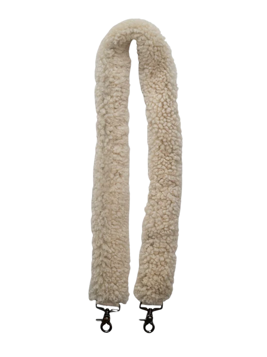 Long light curly-textured KYWIE bag shoulder strap with metal fastenings