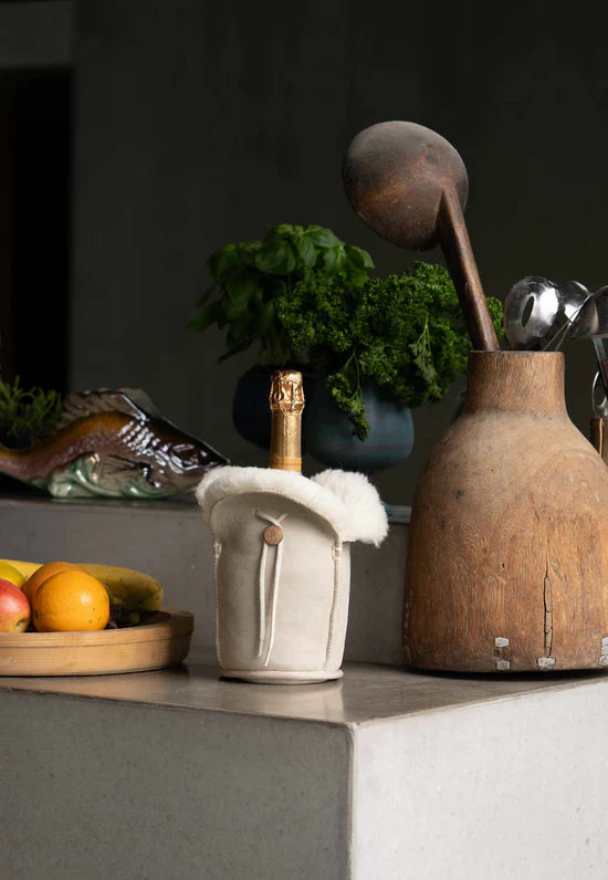 Shampanja cooler XL Kywie, suedenahka Beige