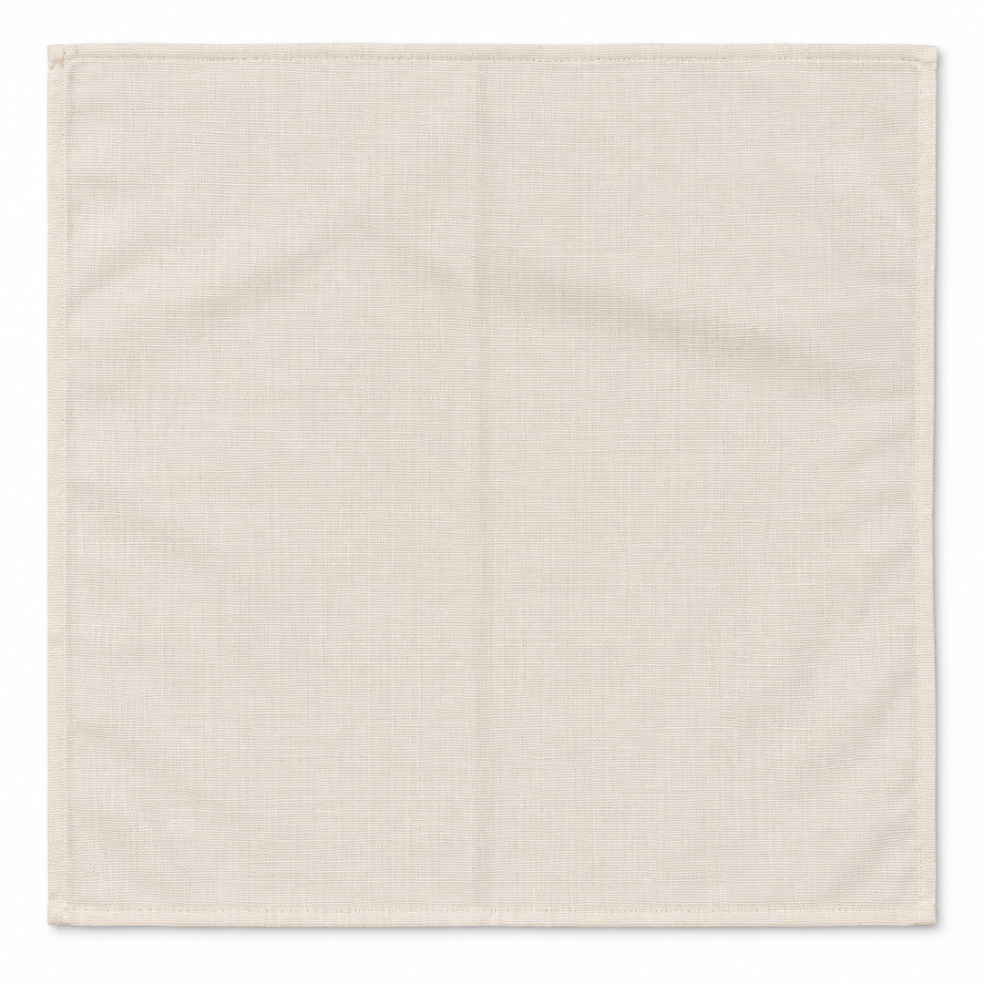 Beige No Problem Panama napkin laid flat against a white background.
