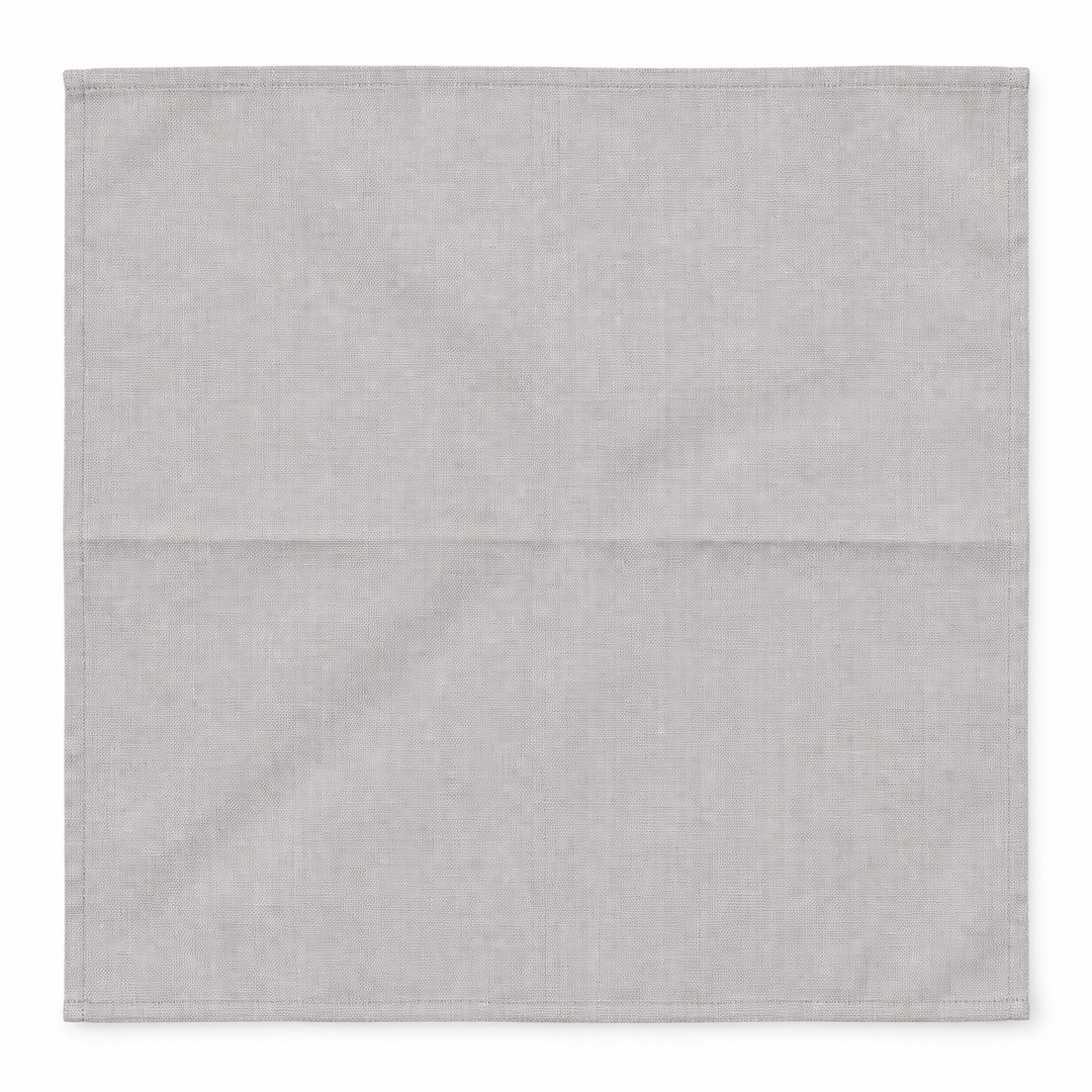 Grey No Problem Panama napkin laid flat against a white background.