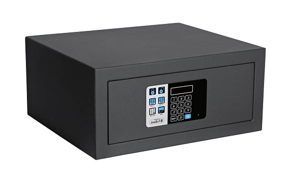 Low black Indel B SAFE Box safe diagonally from above